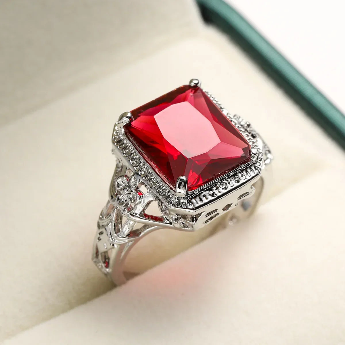 THE FLORA REGAL RED GEMSTONE STATEMENT RING