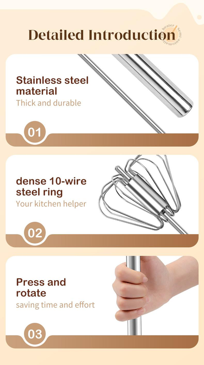 Whisk Faster. Save Your Wrist.– Stainless Steel Egg Beater for Everyday Cooking