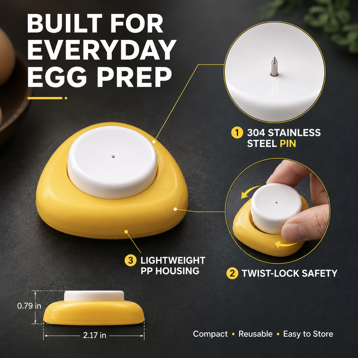 🔥Last Day of the Sale🔥 Buy 3 Get 2 Free—$4.59 Each—Egg Piercer Fewer Cracks Easier Peeling